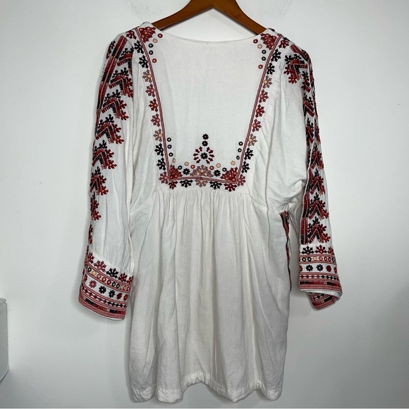 Free People Starlight Embroidered Boho Mini Dress S Tunic Ivory - Picture 5 of 15